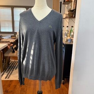 Lacoste Gray V-Neck Sweater